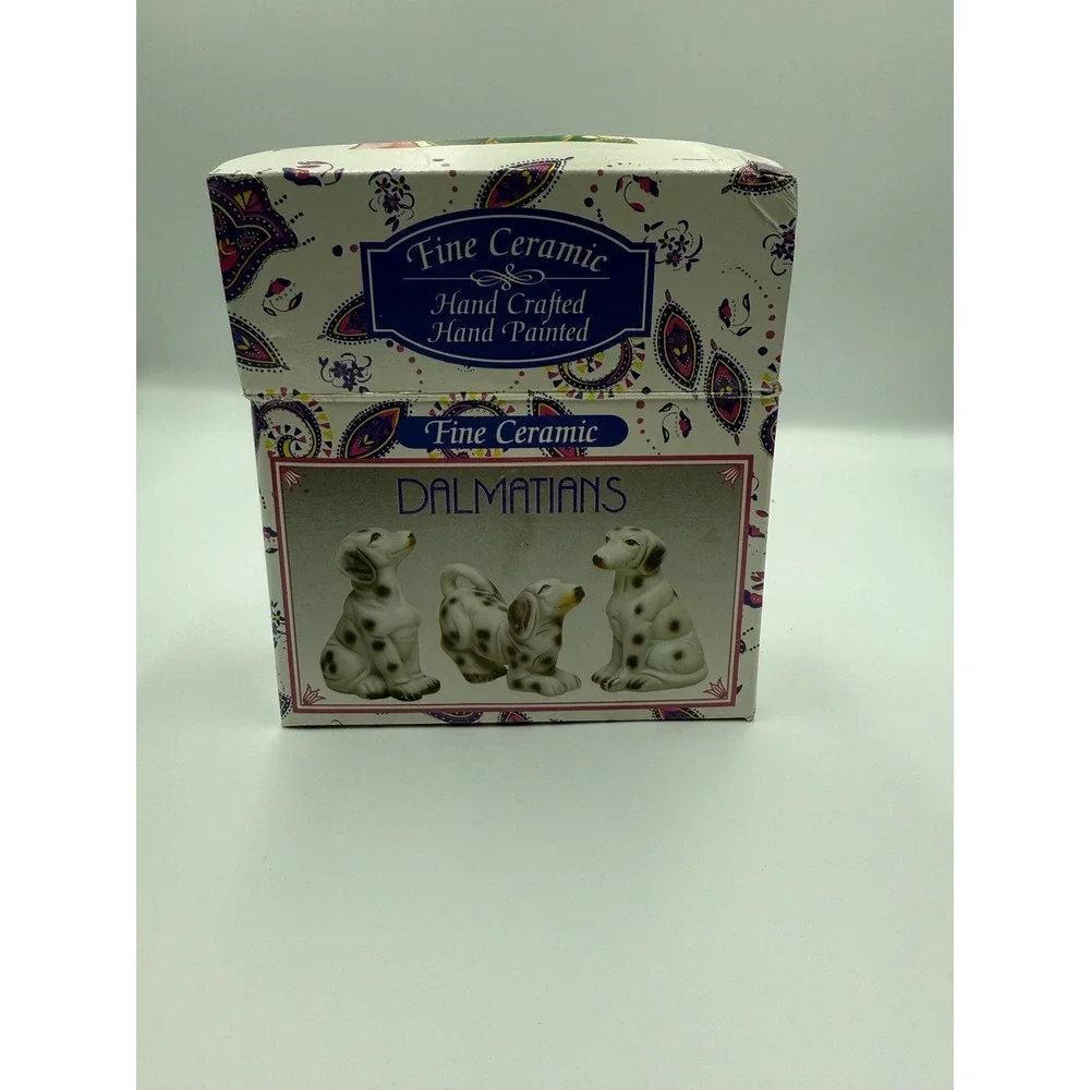 Ceramic Dalmatian‎ Figurines Set of 3 Dogs Vintage Style w Box